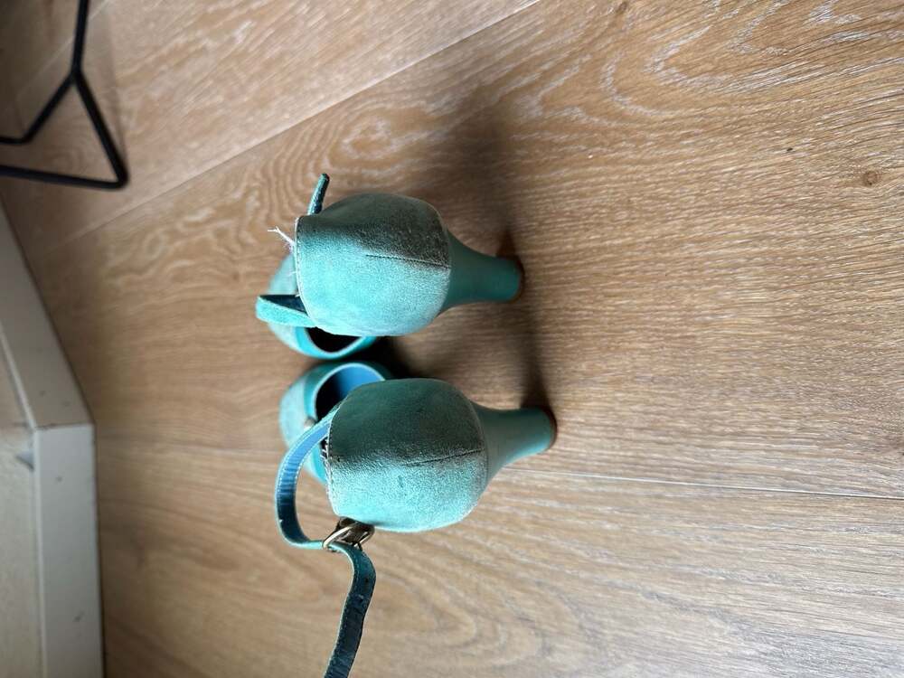 Vintage Marc Jacobs Turquoise Suede & Leather Mary Jane Heels - Size 38 - Picture 6 of 11